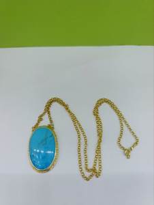 Handmade 925 Sterling <b>Silver</b> Modern Turquoise Gemstone Jewelry <b>Set</b> <b>Necklace</b> Simple Oval Pendant Featuring Artisan Quality Unique - Product Image 6