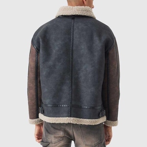 Chaqueta de Invierno para Hombre, de Cuero Resistente, Forro de Borrego, Sherpa, de Alta Calidad, Informal, Cortavientos y Cálida - Product Image 4