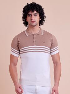 Camiseta de media manga ajustada de punto a la moda elegante para hombre, tela suave cómoda con un diseño moderno ajustado y semiformal - Product Image 2