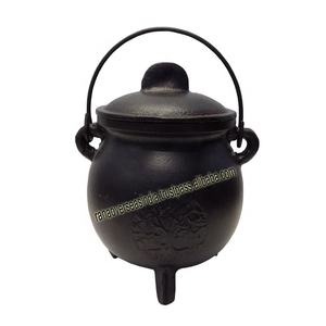 Chaudron en fonte Design arbre avec poignée de couvercle et trois pieds pour les cérémonies, encens païen d'autars - Product Image 1