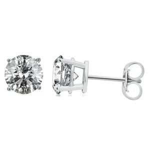 925 Sterling <b>Silver</b> Diamond <b>Stud</b> <b>Earrings</b> Lightweight Everyday Jewelry for Women and Girls for Gift Stores - Product Image 2