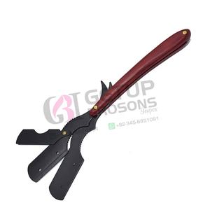 Juego de Navajas de Afeitar para Hombre de Alta Calidad, Mango de Madera, Cuchillas de Acero Inoxidable, Navaja de Afeitar Plegable, Uso Profesional Duradero - Product Image 1