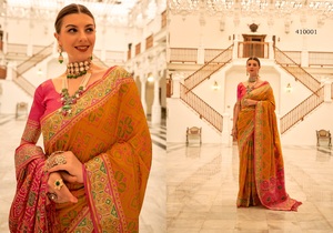 Plato Varanasi Silk Saree Festive Wear Vêtements indiens et pakistanais Vente en ligne - Product Image 3