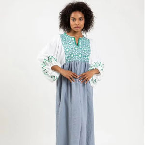 Venta caliente diseño exclusivo traer suerte Ethno Chic personalizado bordado a mano ucraniano Vestido largo de mujer estilo bohemio Maxi vestido - Product Image 1