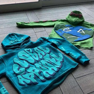 Men's Fleece Hoodie with Raw Hem & 3D Puff Printing Trendy Design & Comfortable Hoodies New Arrival Hot Sale Men Hoodies - Product Image 4