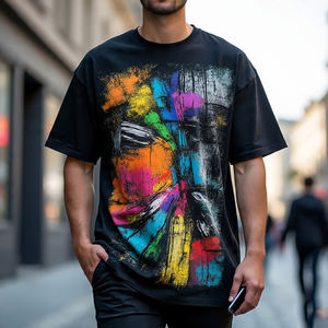 Camisetas de sublimación de gran tamaño para hombre, camisetas holgadas de Fitness de verano para hombre, 100% algodón, poliéster, cuello redondo, camiseta de gran tamaño para hombre - Product Image 6