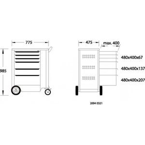 Carrito de Herramientas Gedore de 6 Cajones, 985x775x475mm, Gabinetes para Herramientas - Product Image 5