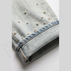 Nouveau pantalon en jean pour homme tendance avec strass, coupe slim, jambe droite, déchiré, vente chaude, pantalon streetwear en gros - Product Image 6