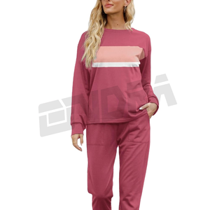 Sudadera de cuello redondo a rayas para mujer, elegante bloque de Color de manga larga, Top de salón, chándal Vibes Everyday Essential Fit - Product Image 1