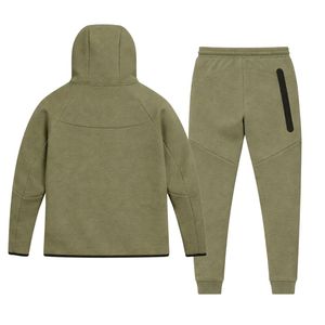 Ensemble de survêtement pour homme, veste à capuche zippée et jogging en polaire technique, vert kaki, vêtements de sport pour l'entraînement - Product Image 2