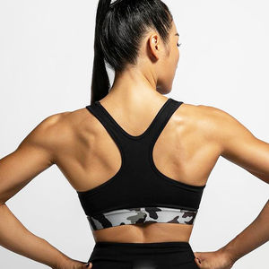 สปอร์ตบราไหล่เดียวสำหรับผู้หญิงพร้อมสายคล้องคอระบายอากาศได้ชุดออกกำลังกายเล่นฟิตเนสสปอร์ตบราปักลาย - Product Image 3
