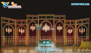 Vente en gros d'arches en métal 4D pour décoration de scène de mariage Arches en métal doré pour réception de mariage de nuit Scène de réception occidentale moderne - Product Image 5