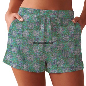 Shorts d'été pour femmes faits à la main, imprimé Bagru, coton, imprimé en bloc, shorts de plage, shorts d'été imprimés en bloc, vêtements de détente pour femmes - Product Image 3