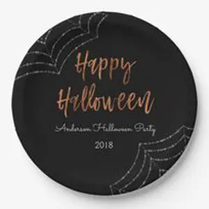 Classic Nordic Style Round Iron Wall Plates Happy Halloween Autumn Party Brown Black Decoration Accessories