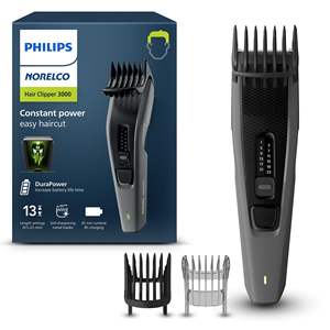 Tondeuse à cheveux et barbe avec technologie DualCut, 13 réglages de longueur, autonomie de 45 min, entretien zéro, lame en acier inoxydable, USB - Product Image 1