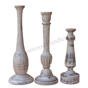 Lot de 3 bougeoirs décoratifs en bois de manguier massif faits à la main pour la décoration de Noël et de mariage. - Product Image 2