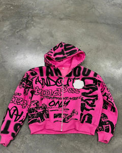 Sudadera con Capucha Personalizada Unisex, Color Rosa, con Estampado Gráfico, Estilo Urbano, Sudadera con Capucha de Gran Tamaño, Estilo Hip Hop - Product Image 2