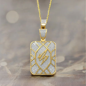 Pendentif Rectangle en argent de laboratoire plaqué or Style Hip Hop bijoux cadeau de mariage hommes femmes pendentifs de mode breloques - Product Image 5