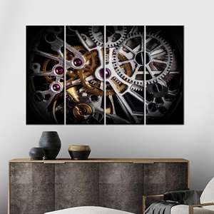 Póster Moderno en Lienzo con Mecanismo de Reloj Automático Impreso en Dorado, 4P: Enrollado en Lienzo - Product Image 1