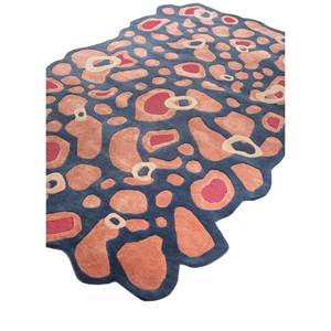 Alfombra de Lana y Viscosa Tejida a Mano en Rojo y Naranja con Estampado Animal para el Hogar, Modelo Top-217 - Product Image 2