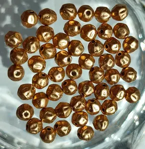Cuentas de vidrio opaco bohemio de oro prensado redondo de forma checa para hacer joyas, elección genuina de compradores a granel - Product Image 3