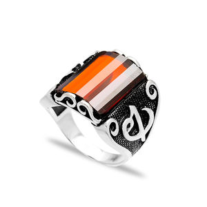 Oval Garnet Stone Tugra Design Ottoman <b>Men's</b> <b>Ring</b> Turkish Handmade Wholesale Authentic <b>Silver</b> <b>Men</b> <b>Ring</b> - Product Image 1