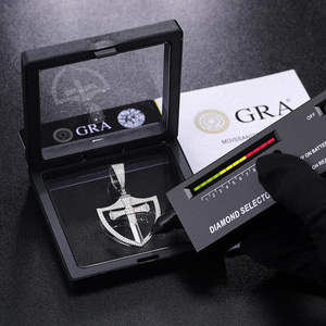 Nouveau pendentif en forme de bouclier en argent sterling 925 fin, serti de moissanite brillante, plaqué or, argent et rhodium, bijoux hip-hop - Product Image 4