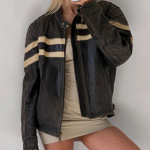 Varsity Jacket Femmes Imprimé Essentiel personnalisé véritable Veste Printemps Automne Veste pour moto outwork - Product Image 6