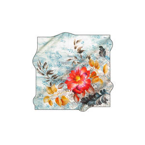 Blue Silk Floral Square Scarf for Winter and Summer - Product Image 1