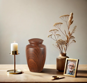 Urna de cremación de madera para cenizas humanas Urna funeraria decorativa de tamaño adulto grande con tapa segura Recuerdo conmemorativo elegante - Product Image 6