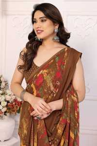 Saris élégants légers en Georgette, anti-humidité, pour mariages indiens et pakistanais, fêtes d'été/d'hiver, collection ELITE BRIDAL - Product Image 3