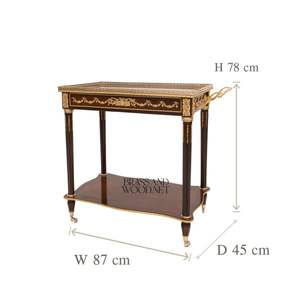 Mesa Consola Clásica de Madera Maciza con Detalles de Latón para Sala de Estar y Uso en Hostelería - Product Image 4