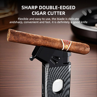 Briquet torche coupe-vent à flamme unique bleue JH avec poinçon à cigares, briquet torche décoratif rechargeable pour cigares, briquet 5 en 1