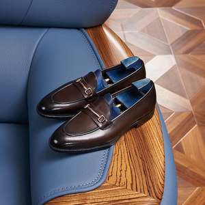 Chaussures décontractées en cuir à bout carré de style anglais pour hommes, chaussures de détente élégantes et antidérapantes - Product Image 6