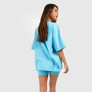 2025 Summer <b>Women's</b> <b>T</b> <b>Shirt</b> 100% Cotton Custom Blank <b>T</b> <b>Shirt</b> & <b>Shorts</b> <b>Set</b> Custom Logo <b>Women's</b> <b>Sets</b> for Sale - Product Image 3