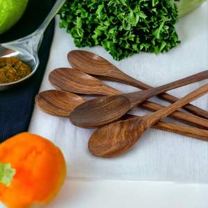 Lot de 5 cuillères en bois pour la cuisine, la maison, la nourriture, durable-Fait à la main-Matériau en bois-Couleur naturelle - Product Image 2