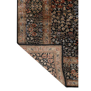 Tapis en laine et soie noués à la main Gulmarg, gris et noir, motif floral abstrait, pour la maison, le salon, le couloir, rectangulaire, pelucheux, AKWS-13027 - Product Image 5