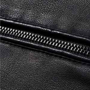 OEM all'ingrosso Logo personalizzato uomo mucca giacca di pelle di pecora agnello Bomber bicolore nero - Product Image 2