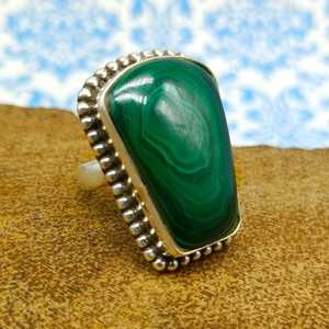 แหวนอัญมณีมาลาไคต์สำหรับใช้ใน925ทำด้วยมือเงินสเตอร์ลิงแหวนหมั้นสไตล์โบโฮ - Product Image 3