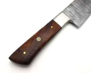 Cuchillo de Chef Profesional Hecho a Mano, Ecológico, Ambidiestro, de Acero de Damasco, Estilo Japonés, de 8 Pulgadas, con Mango de Madera de Palisandro - Product Image 5