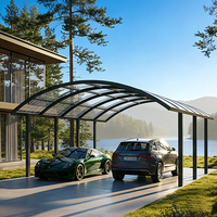 Abri de jardin moderne et simple en aluminium imperméable pour 2 voitures, avec toit en polycarbonate, certifié CE, facile à assembler, pour le stationnement en extérieur