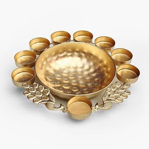 Metal decorativo tradicional hecho a mano Pavo Real Urli centro de mesa festivo diseño estético Urli Diwali decorativo - Product Image 4