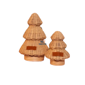 Wholesale Boho Style <b>Christmas</b> Tree Mini Rattan Tabletop Wicker Rattan Ornament Hanging Pine Tree Decor Xmas - Product Image 6