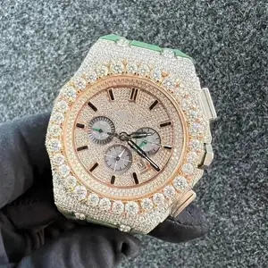 顶级品牌手表通过钻石测试仪冰出硅石手表奢华男士自动橡胶腕表
