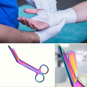 กรรไกรตัดผ้าพันแผลผ้าพันแผลสแตนเลสแบบปลายทื่อปลอดภัย14ซม. ใบมีดปลายแหลมสำหรับการตัดที่แม่นยำทั่วไป - Product Image 5