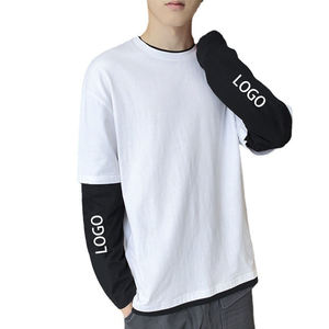 100% tela de lona de algodón High Street estilo Retro Regular Fit manga corta logotipo personalizado Vintage camisetas de secado rápido para hombres - Product Image 4