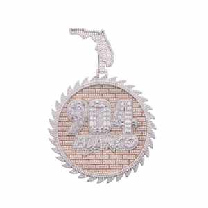 Pendentif diamant Moissanite rond et baguette pour pendentif de style Hip Hop cadeau de mariage pour homme en argent sterling 925 - Product Image 2