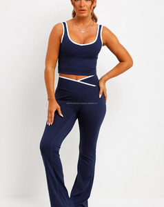 Ensemble de yoga et fitness pour femmes de qualité supérieure, respirant, à séchage rapide, motif uni, 220g, coton biologique et élasthanne, 2 pièces - Product Image 5