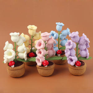 Luz Nocturna de Escritorio Hecha a Mano con Diseño de Lirio de los Valles, Planta Pequeña en Maceta de Lana, Adornos de Flores Inmortales, Artesanía Textil - Product Image 2