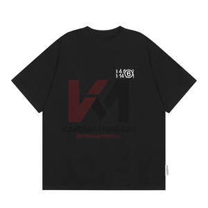 Camiseta holgada para hombre con logotipo bordado de dígitos, ropa de calle informal de algodón 100%, camiseta de manga corta, uso diario, moda urbana de Hip Hop - Product Image 1